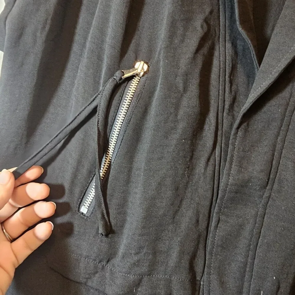 Chico's Black Layered Vest Open Front Exposed Zipper 2 = LARGE - Picture 2 of 9